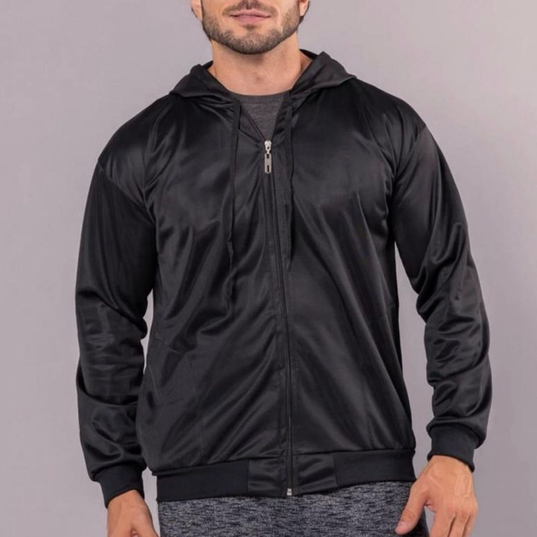 Jaqueta de Frio LISO Masculino Com Zíper e Capuz 