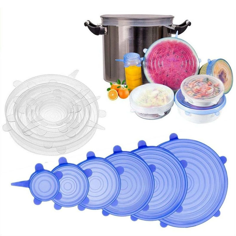 12 Peças Tampas Panela Silicone Universal Reutilizável Elástica Tampas Silicone Rotundidade