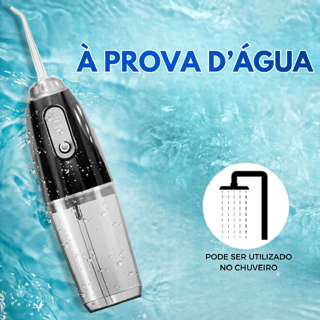 Irrigador Oral Dental Sem Fio Remoção de Placas Proteção Higiene Bocal IPX7 à Prova dÁgua- A506