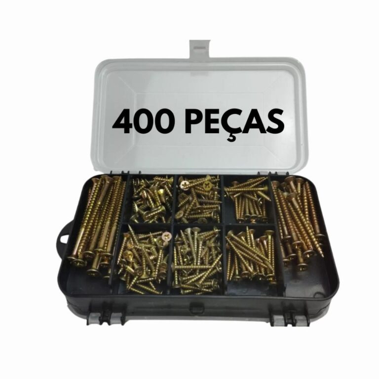 kit parafusos e buchas 400 unidades com caixa orga
