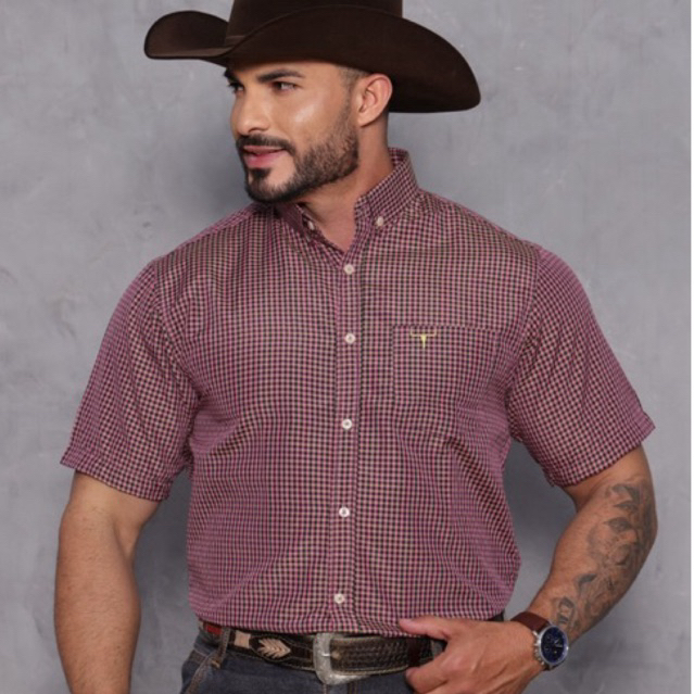 Camisa Xadrez Cowboy Premium Confort Manga Curta B