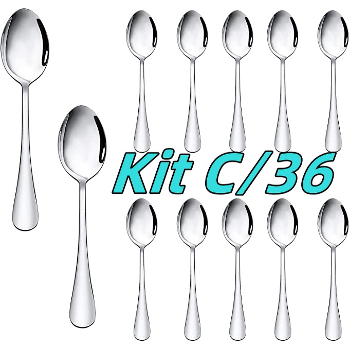 Kit C/36 Jogo Colher De Sobremesa Colher De Sobrem