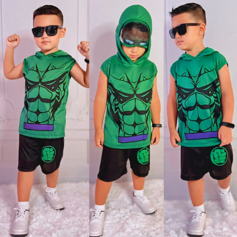 Conjunto Infantil Camisa + Bermuda Fantasia Hulk M