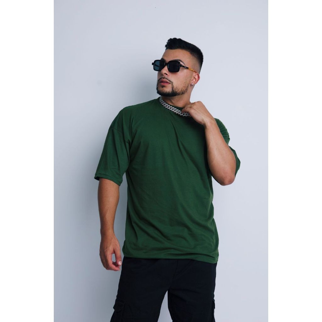 Camiseta masculina Oversized basica cola media mangas 3/4