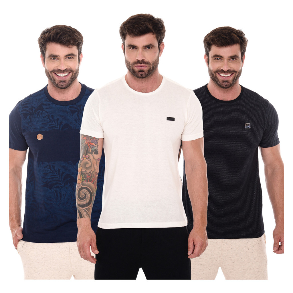 Kit 3 Camisetas Masculina Adulto