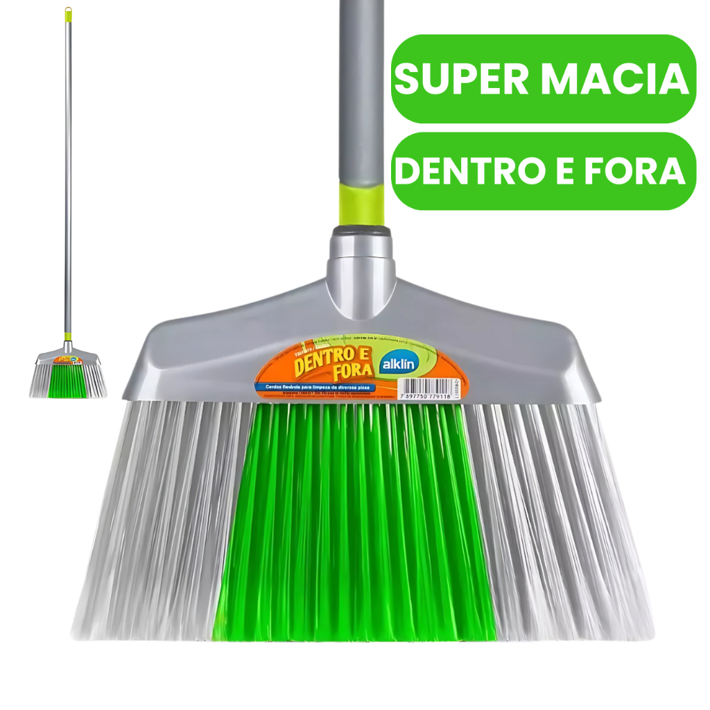 Vassoura Com Cabo Para Todos os Pisos Dentro e Fora Alklin