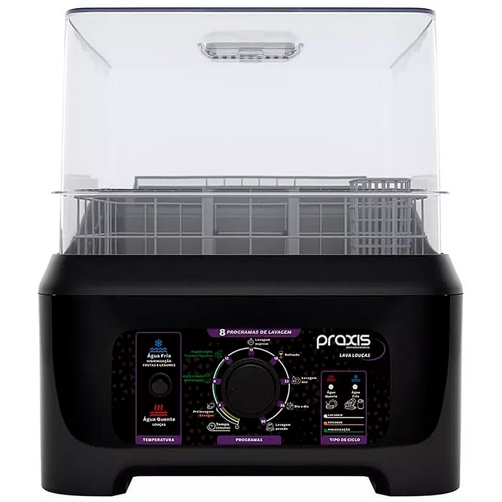 **NOVO MODELO ** Lava Louças Portatil Praxis 2.0 – 8 Serviços Preto,Branco ou Cinza – 127V ou 220V