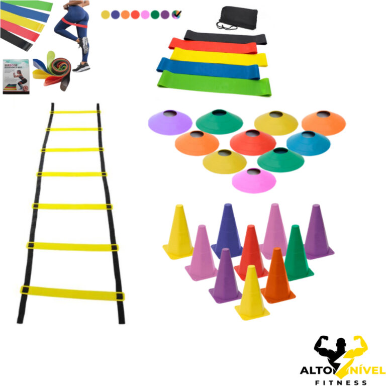 Kit Funcional Treino Agilidade 10 Cones 10 Chapeus