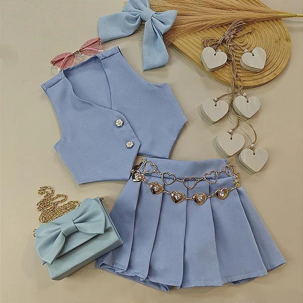 Conjunto Infantil Short Saia e Colete 02 Peças Pa