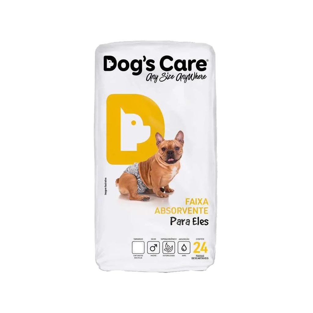 Fralda Descartável Higiênica P/cães Macho Dogs Care 24 Un M