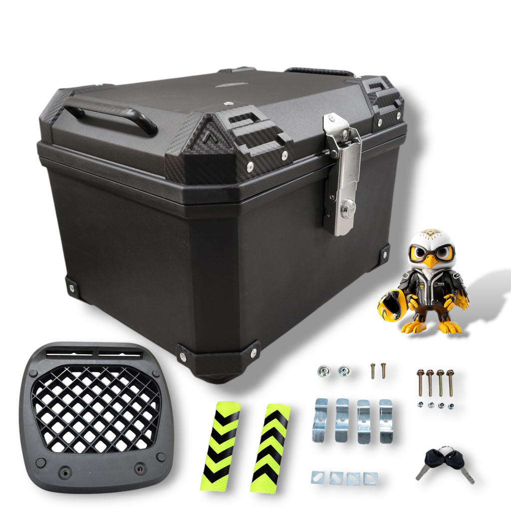 Baú Plástico Reforçado 57 litros Preto com Forro/Alça e Base