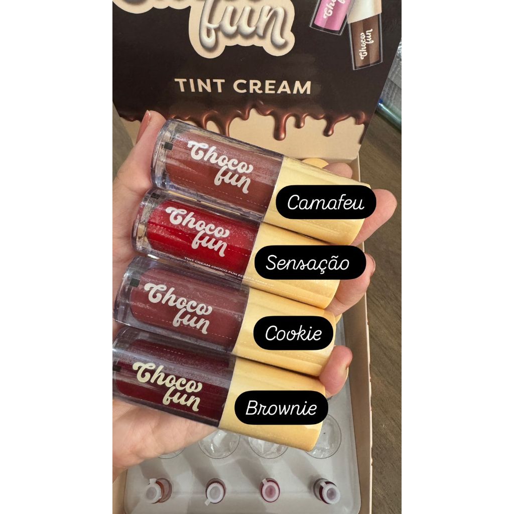 Novas cores CAMAFEU COOKIE SENSAÇÃO BROWNIE FENZZA LIP TINT CHOCO FUN GLOSS GANACHE AU LAIT FONDUE