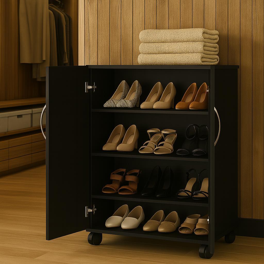 Sapateira Cômoda Organizador Multiuso 2 Portas C/Rodinhas