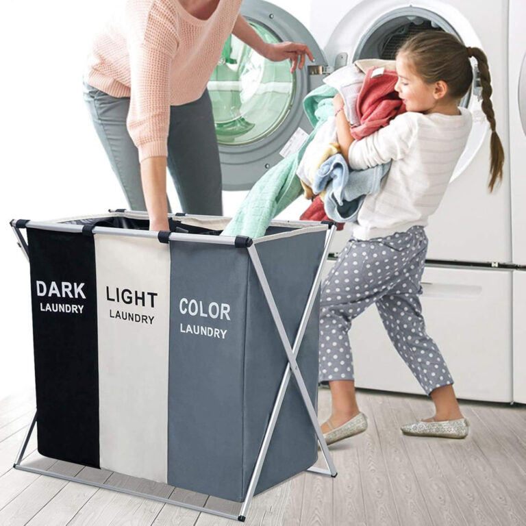 Cesto De Roupa Suja Dobrável Organizador 3 Compar