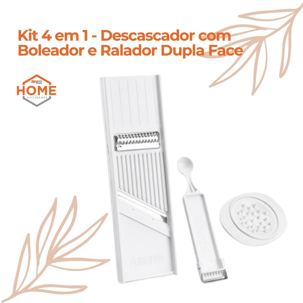 Kit 4 Em 1 Descascador Boleador Fatiador Ralador Cortador De Legumes Keita