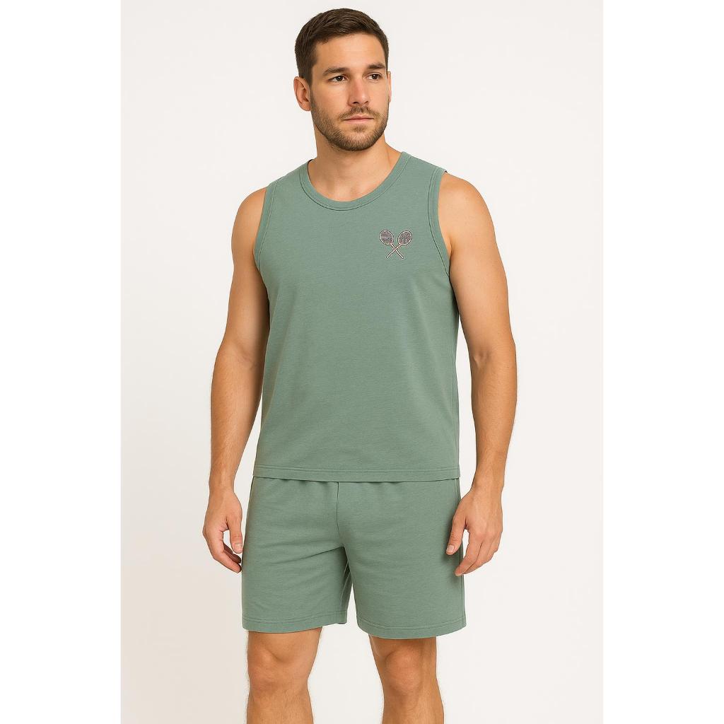 Pijama Masculino  Regata De verão Curto de dormir confotável
