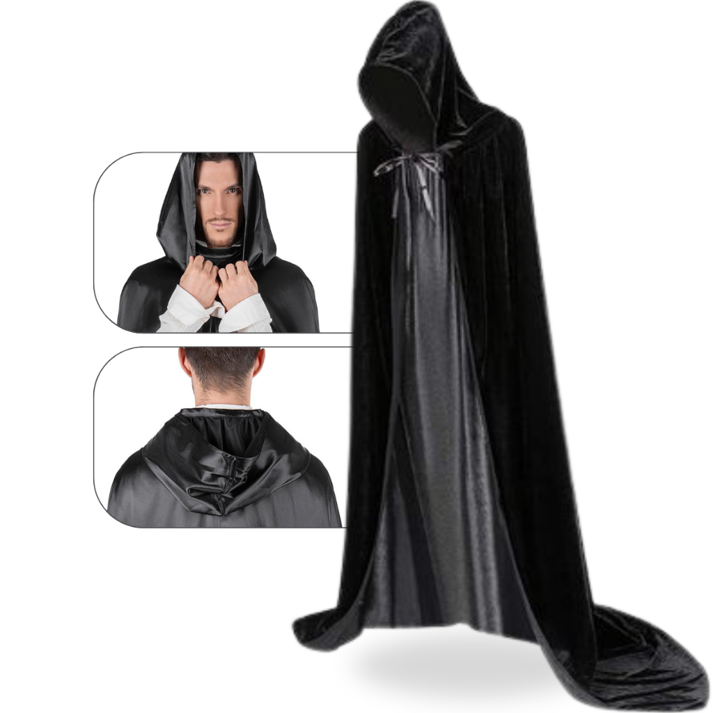 Capa De Bruxa Vampiro Drácula Halloween Capuz Adulto Luxo