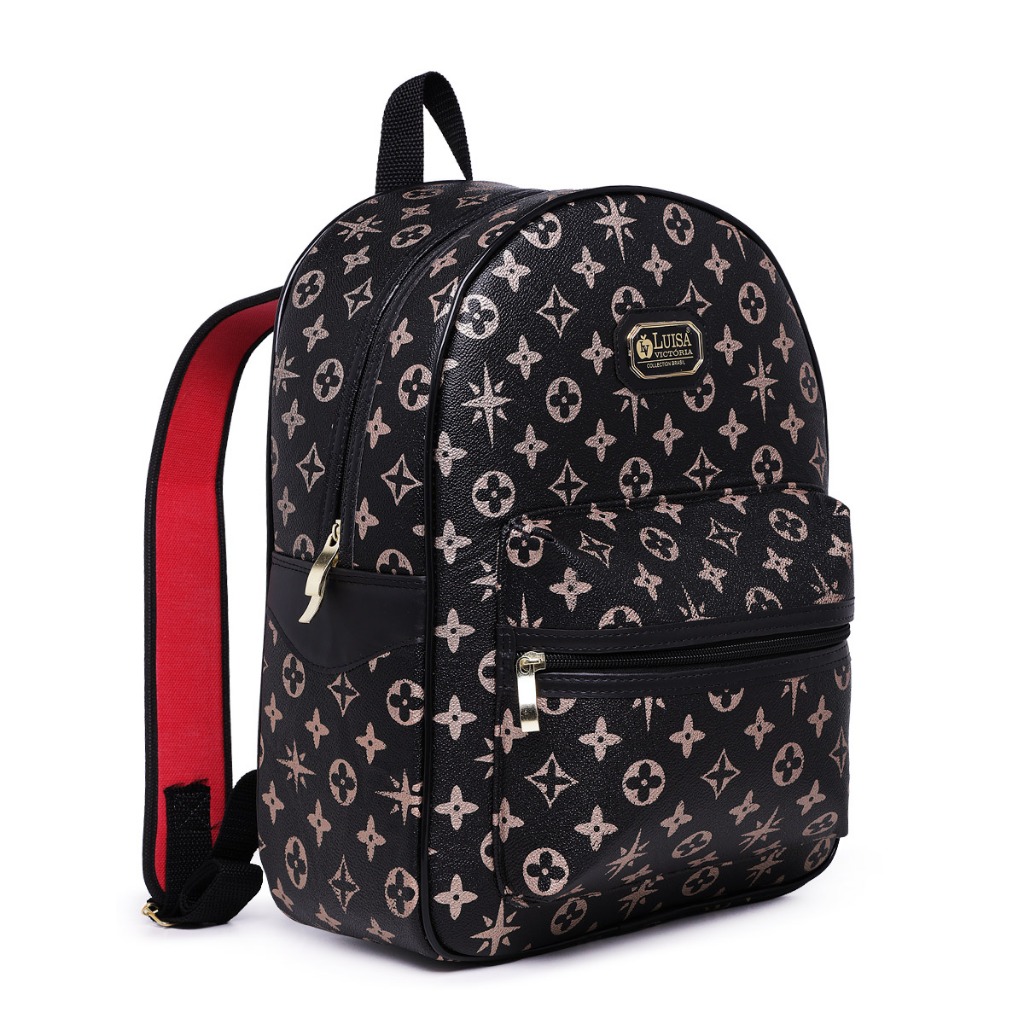 Bolsa Mochila Grande Couro Ecologico Feminina Escolar Faculdade Reforçada Unissex Moda Premiun