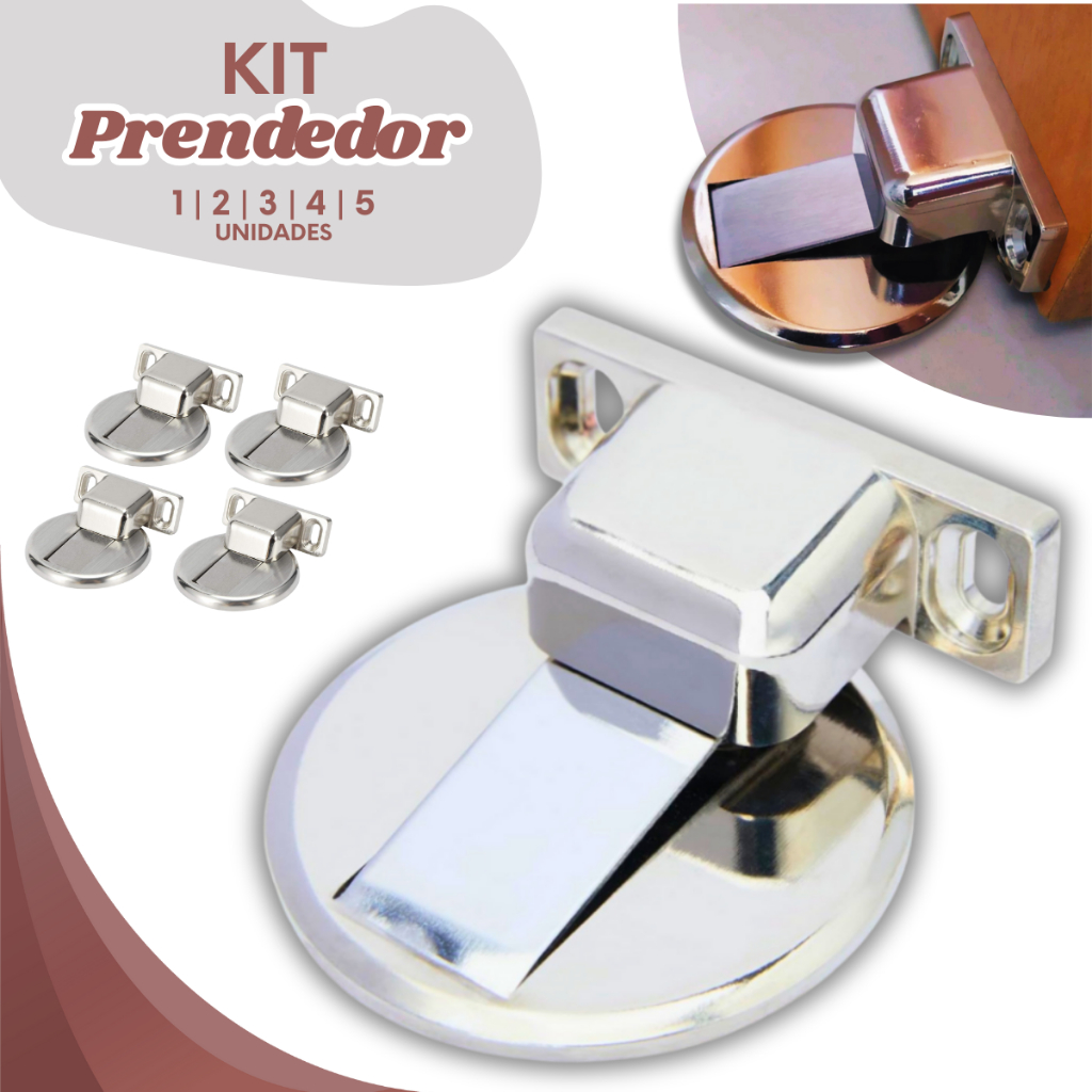 Prendedor Trava Fixador de Porta Magnético Adesivo Slim Inox Cromado