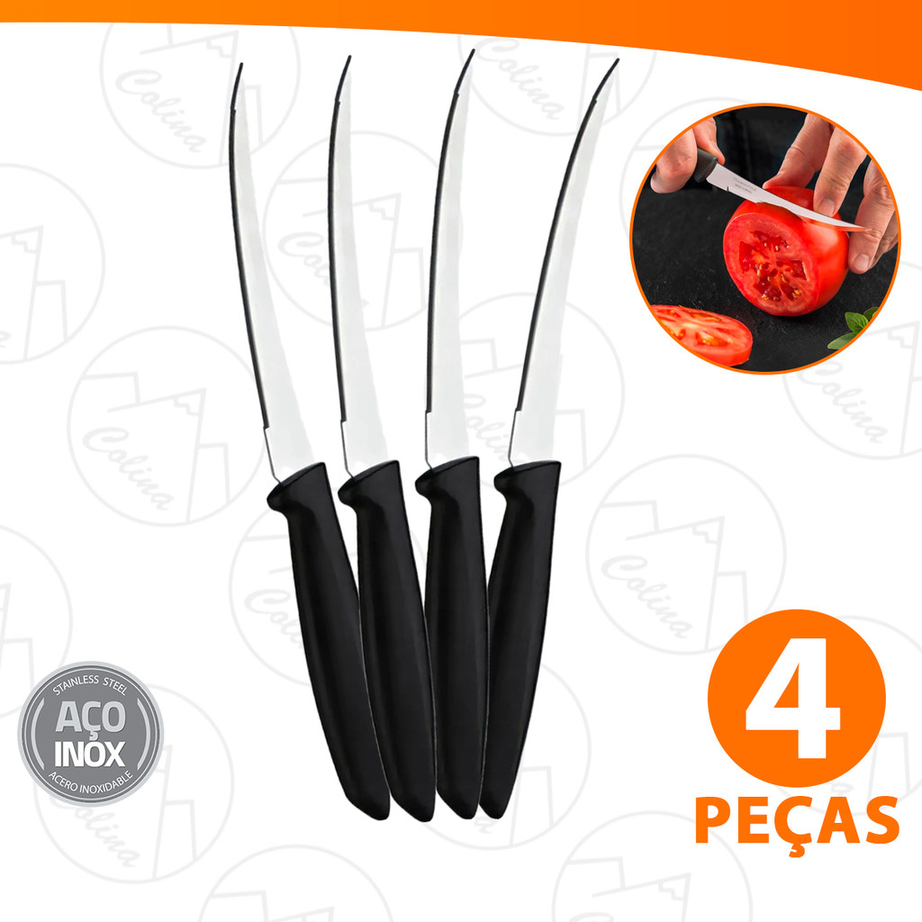 Kit 1 a 4 Facas Para Tomate Aço Inox Legumes Chef Profissional 5