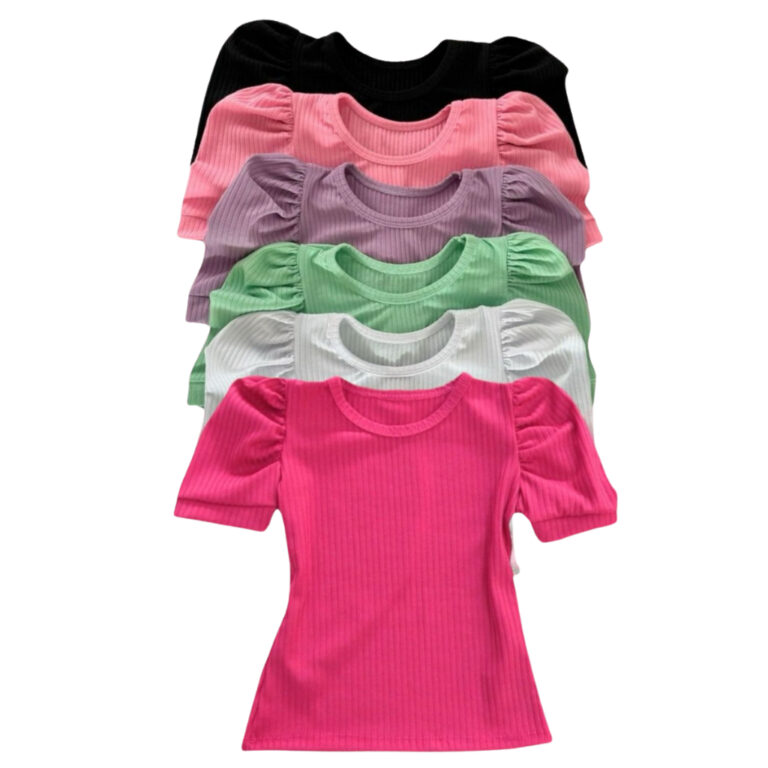 Kit 3 Blusinha Infantil menina manga princesa curt