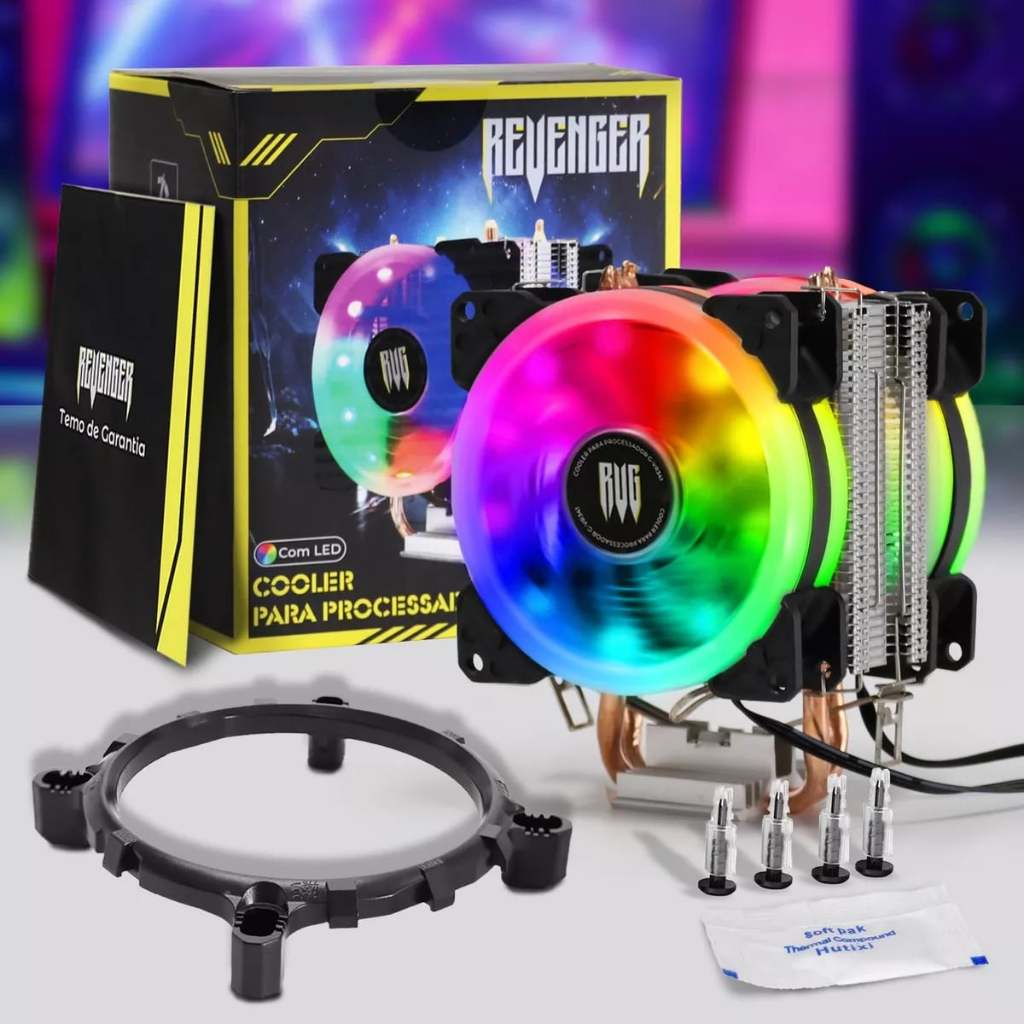 Cooler G-VR341 RGB CPU 12V, 2100 RPM, Suporte Intel/AMD, 3-Pin