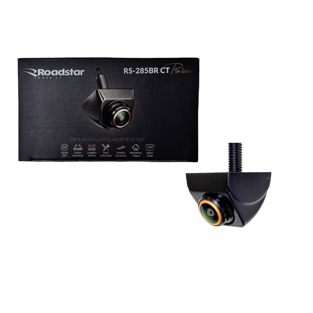 Câmera de Ré Ângulo Visão 180. Grande Angular Olho de Peixe Estacionamento Roadstar RS-285BR PROLINE