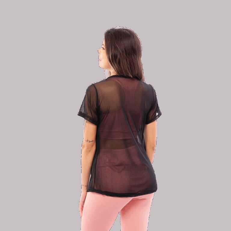 Blusa Feminina de Tule Transparente com Manga Roup