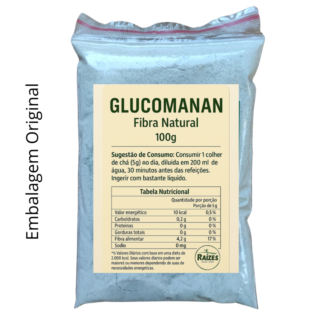 Glucomanan Puro em Pó 100g  Suplemento Natural de Fibras Solúveis