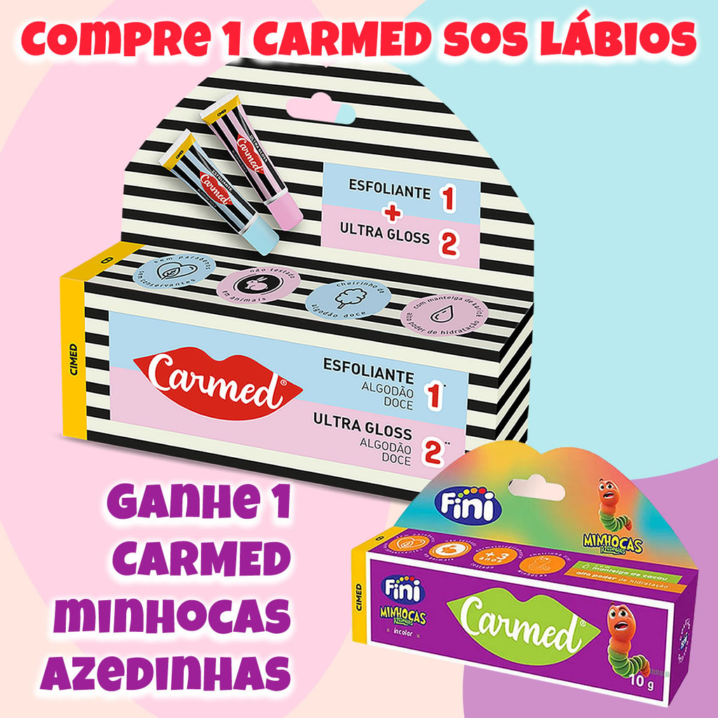 Compre Carmed SOS Algodão Doce e Ganhe Carmed Minhocas Azedinhas