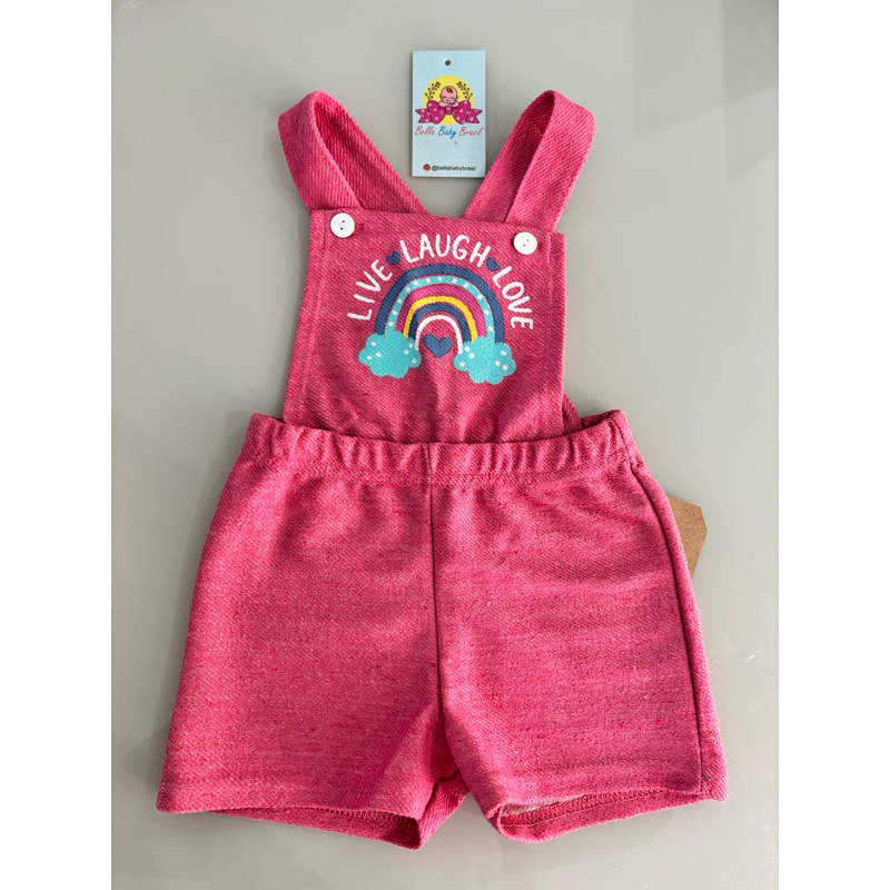 Jardineira jeans ecológica bebê/ infantil meninas verão PMG 1/2/3