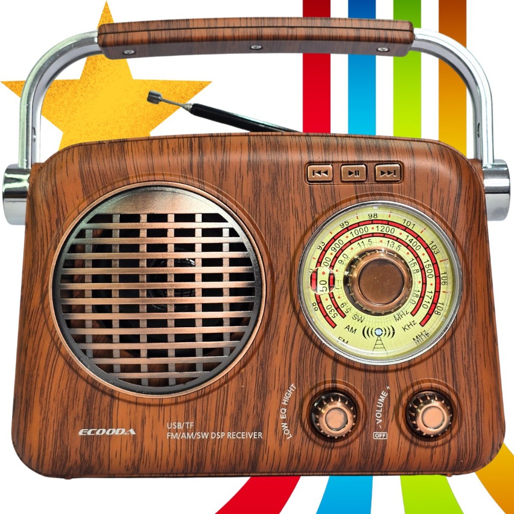 Rádio Antigo Retro Vintage Bluetooth Am/Fm Placa Solar Bateria Mp3