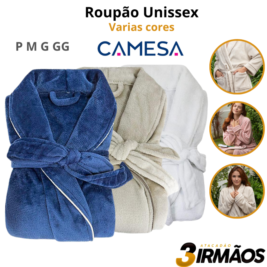 Roupão Quentinho Unissex P ao GG Clássico Qualidade Camesa Veleuor NEO