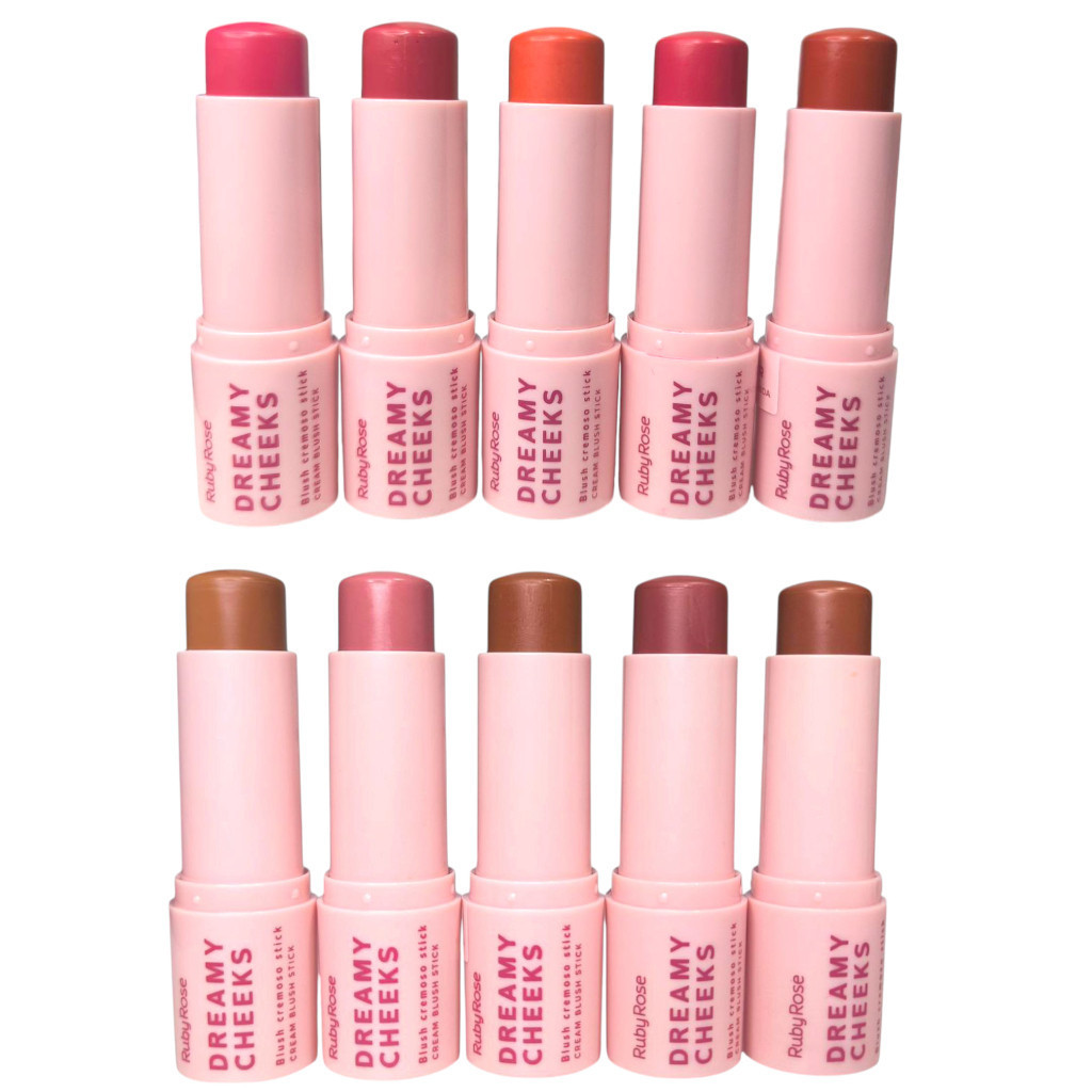 Blush Bastão Cremoso Ruby Rose Bochechas Sonhadoras  Alta Pigmentação, Acabamento Natural e Longa Du