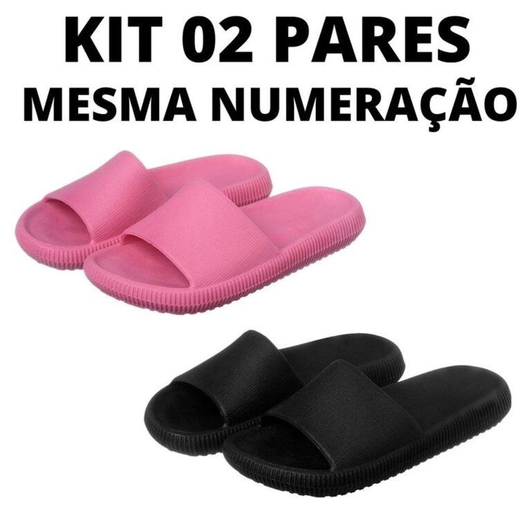 Kit 2 Pares Chinelo Slide Nuvem Feminino Confortá