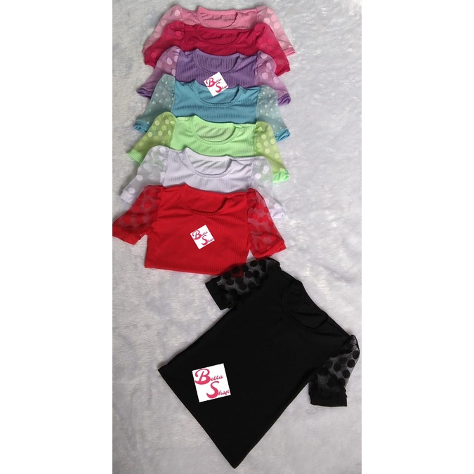 Blusa Canelada – Meia Manga Tule Princesa &#