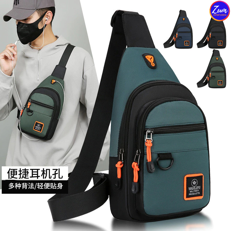 Mochila Masculina Impermeável Bolsa de Ombro Shoulder Bag Reforçada Masculina Transversal À Prova Dá