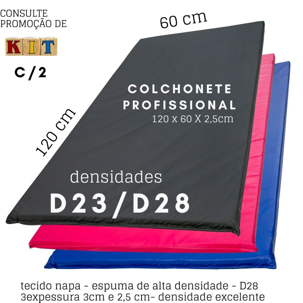 colchonete profissional 120x60x3/120x60x2,5 cm/academia/exercícios físicos/creches/yoga/fisioterapia