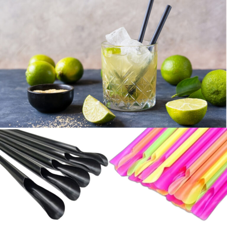 Canudo de plástico Com Colher Mexedor Drinks e Be