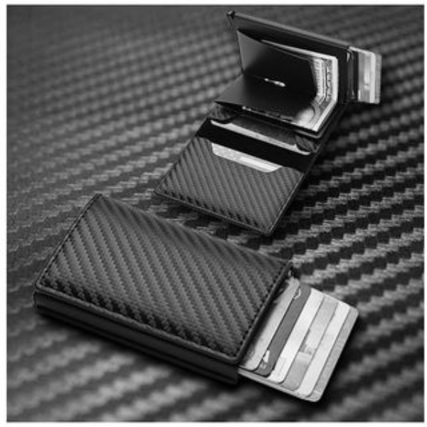 1/2/5 Pcs Carteiras Fibra De Carbono Porta-Cartõe