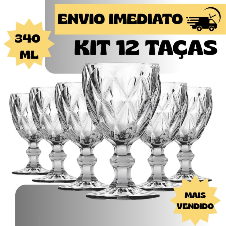 Jogo de 6/12 Taças de Vidro Transparente Vinho Su