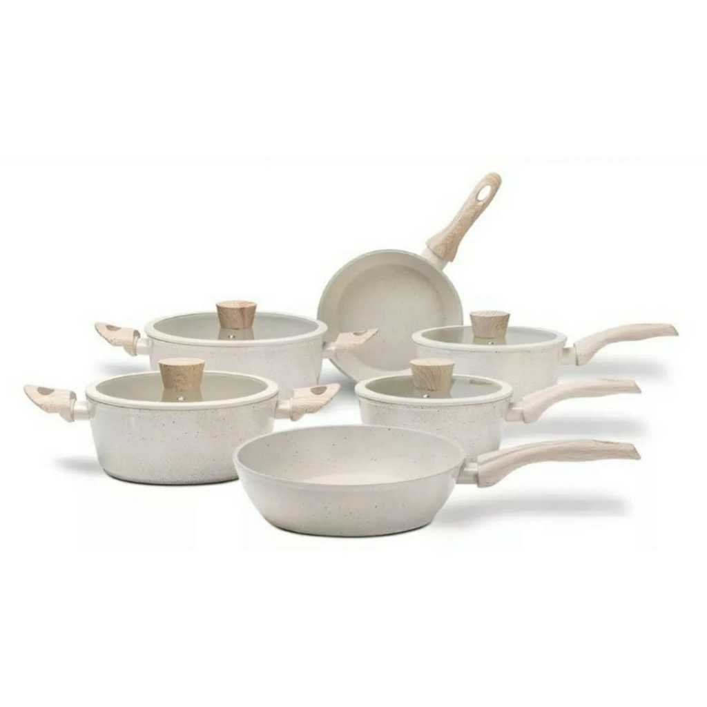 Jogo de Panelas Brinox Antiaderente Ceramic Life Sirius Vanilla – 6 Peças com Indução