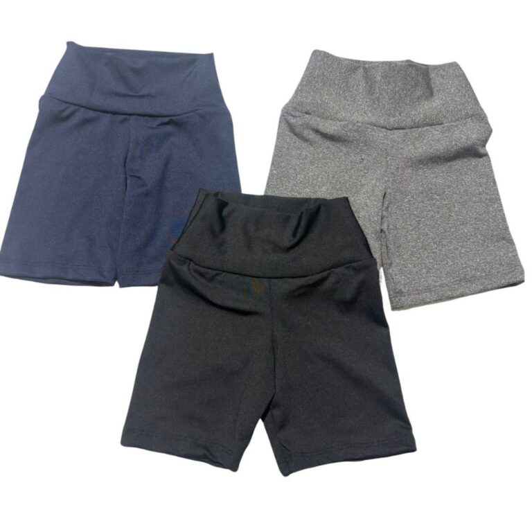 KIT c/ 3 Bermudas ciclista infantil escolar lisa s