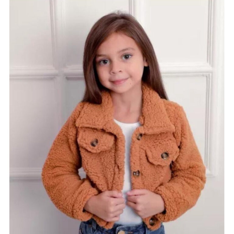 Casaco Teddy Infantil Estilo blusa Com Botões Inv
