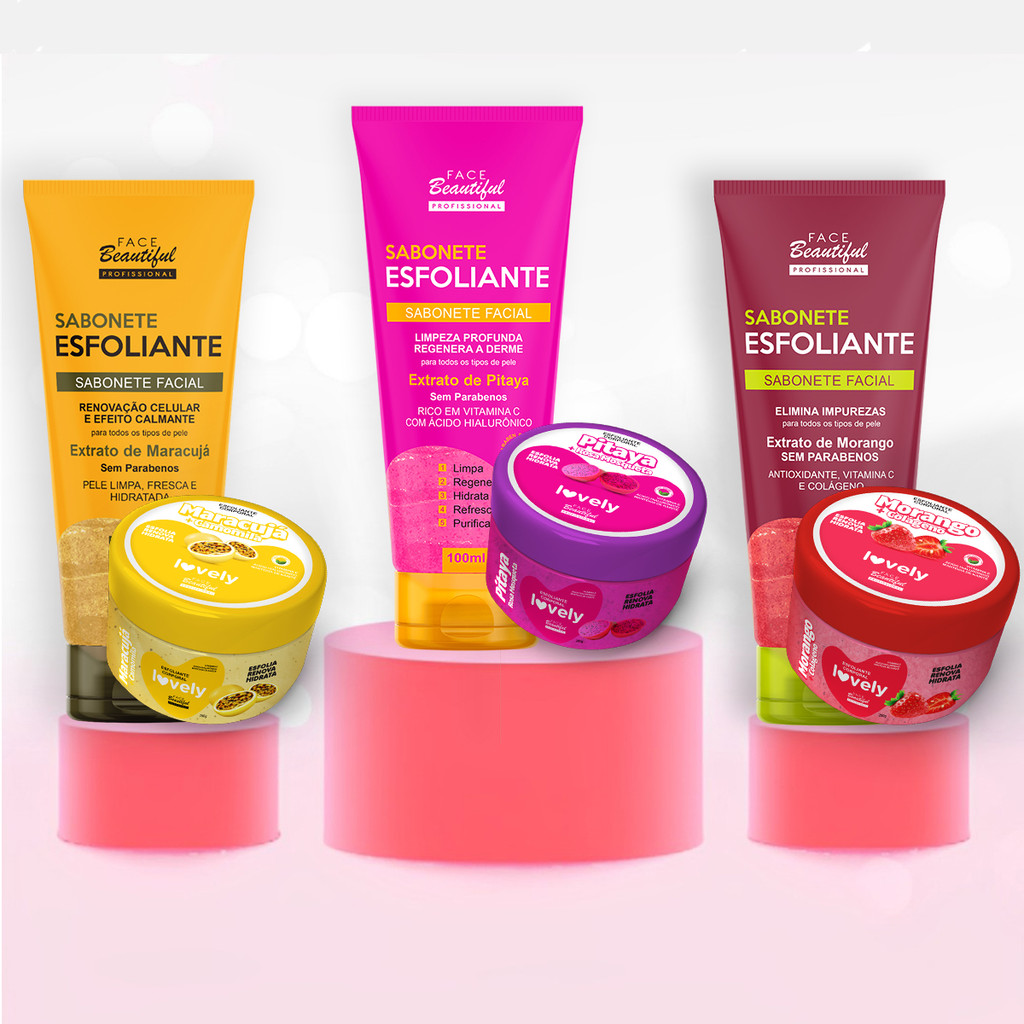 Kit Esfoliante Sabonete Facial Corporal Hidratante  Face Beautiful