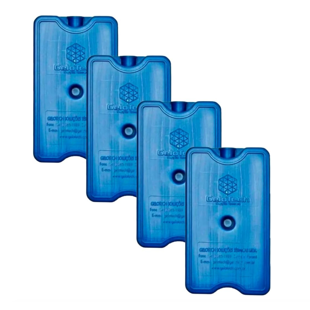 Kit 4 Gelo em Gel Artificial Reutilizável Rígido 400ml – 4 Unidades