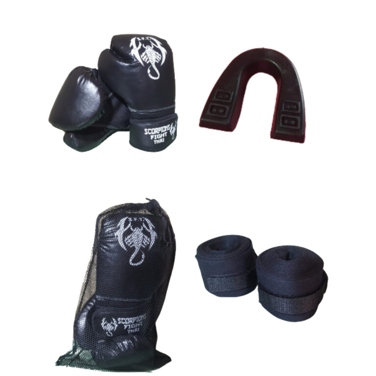 Kit Muay Thai Boxe Kickboxing Luva+Band+Buc+Sacola