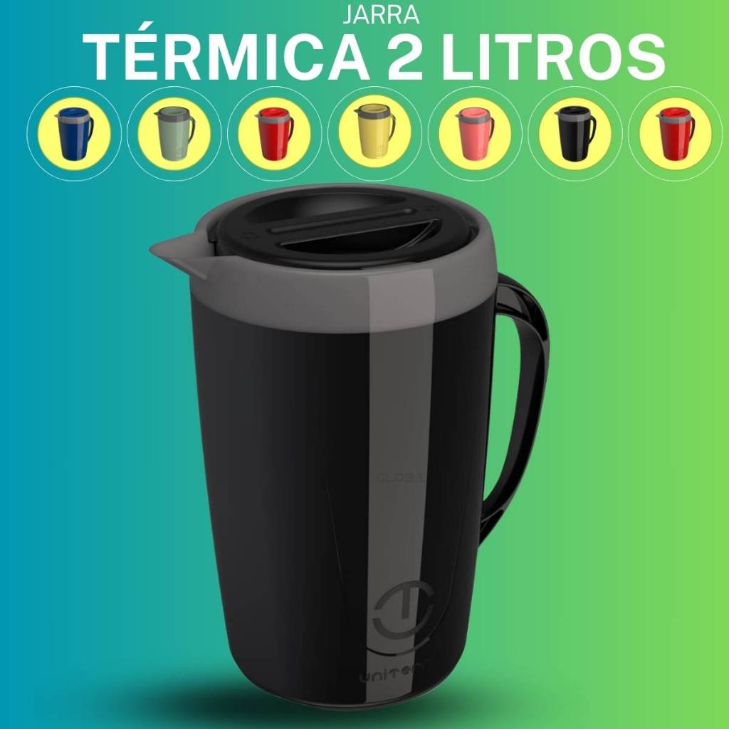Jarra Térmica c/ tampa e isolamento termico p/ Suco Tereré chá água dedel 2,0 litros Caribe c/ alça.