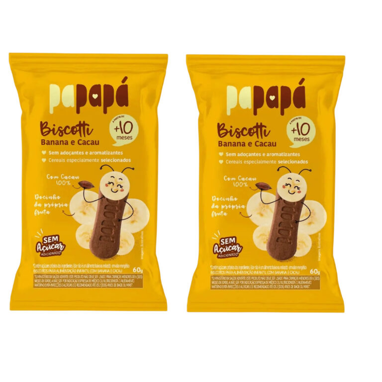 Kit 2x Biscoito Infantil Biscotti Banana E Cacau P