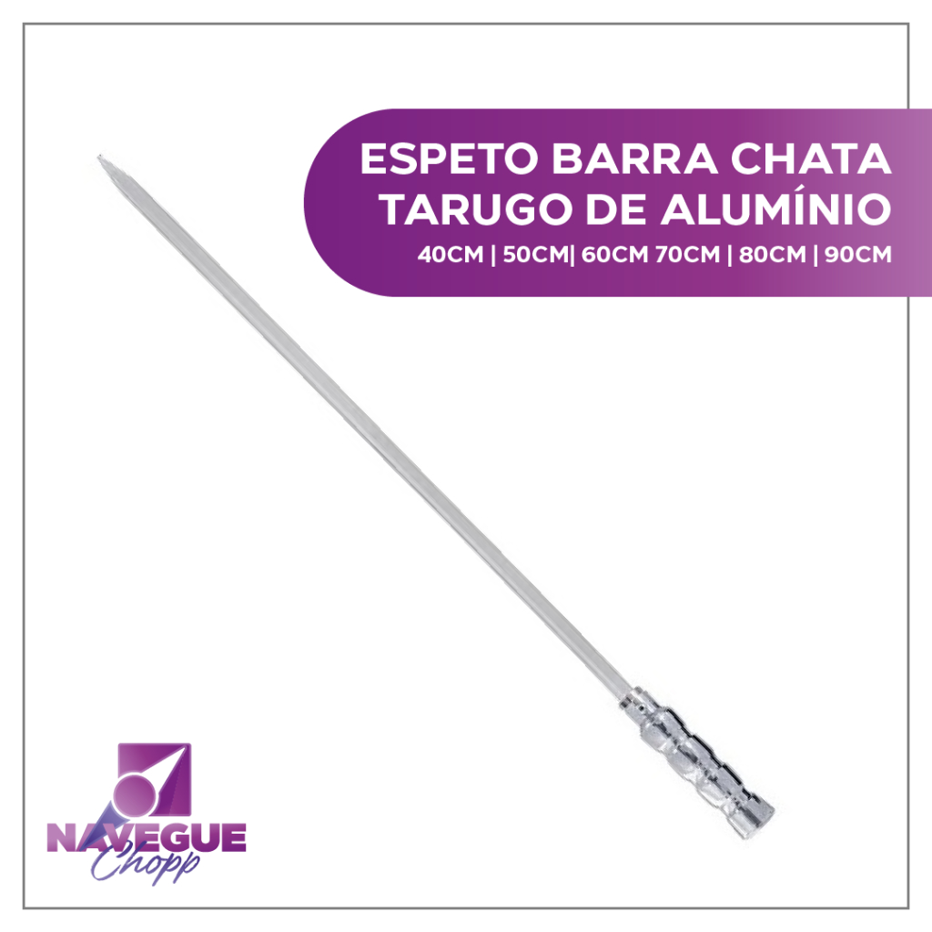 Espeto Profissional Barra Chata para Churrasco com Tarugo de Alumínio – Durabilidade Superior